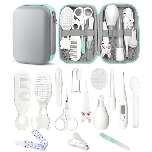 YASEW Baby Grooming Kit, Newborn Care Essentials, Baby Shower Gift | Nail, Hair, Nasal and Temperature Care Tools, Home and Travel Ready, For First-Time Parents