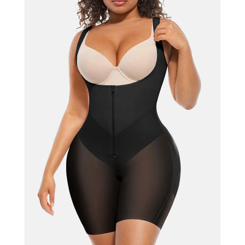 Tummy Control Postpartum Faja Body Shaper with Zipper Crotch
