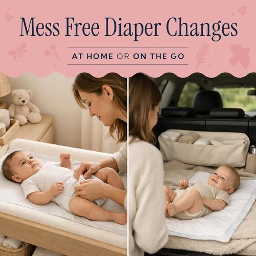 Peekapoo - The Original Disposable Baby Changing Pad Liners – 100 Pack | Super Soft, Waterproof, Ultra Absorbent | Portable, Travel-Friendly, Mess-Free Diaper Changes Anywhere
