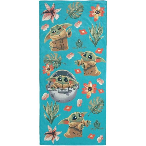 Jay Franco Star Wars The Mandalorian Kids Bath Pool Beach Towel - Super Soft & Absorbent Baby Yoda Grogu 100% Cotton Towel, Measures 28 x 58