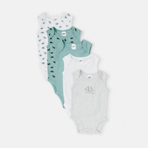 5 Pack Cotton Sleeveless Bodysuits - Kmart
