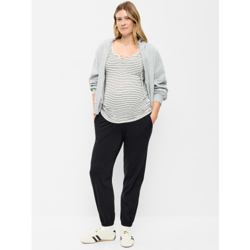 Maternity Rollover-Waist Fleece Jogger