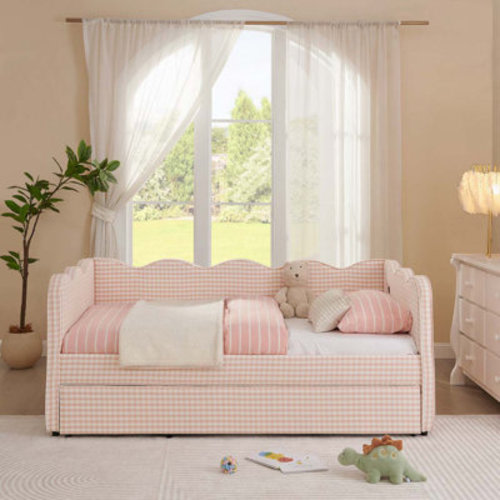 One Allium Way® Cozy Gingham Daybed with Trundle | Wayfair