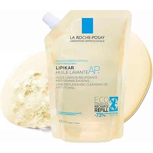 La Roche-Posay Oil Cleanser & Refill, Lipikar Moisturizing Cleansing Oil AP+ Anti-Itch Body Wash, with Shea Butter, Hypoallergenic Scent OR Fragrance Free, for Very Dry, Sensitive & Eczema Prone Skin