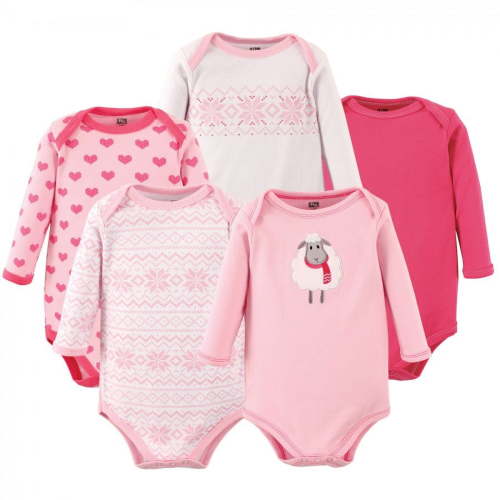 Hudson Baby Cotton Long-Sleeve Bodysuits, 5-Pack, Newborn- 24 Months