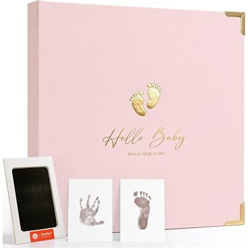 Baby Book Keepsake - Simple Baby Memory Book for Boys or Girls - Timeless First 5 Year Baby Book - Neutral Baby Scrapbook Photo Album (Pink)