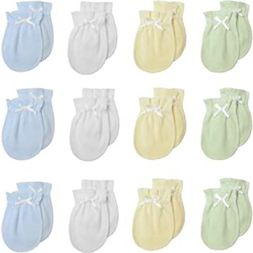 TL Care Newborn Baby 100% Cotton Scratch Free Mittens, for Boys