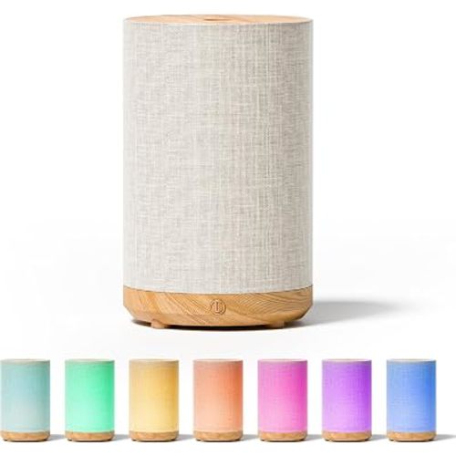 Essential Oil Diffuser with Fabric Cover & Lamp,Small Portable Aroma Diffuser for Home 120ml, Ultrasonic Aromatherapy Oil Diffuser with 7 Colors LED, Auto Shut-Off, Mini Humidifier for Bedroom,Plug In