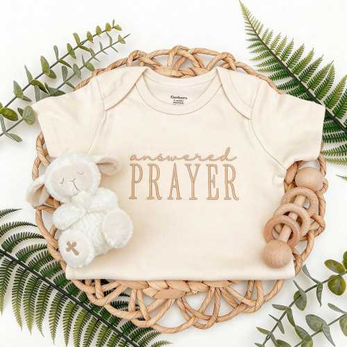 Answered Prayer Embroidered Baby Onesie®, Newborn Gift, Pregnancy Announcement, We have Prayed