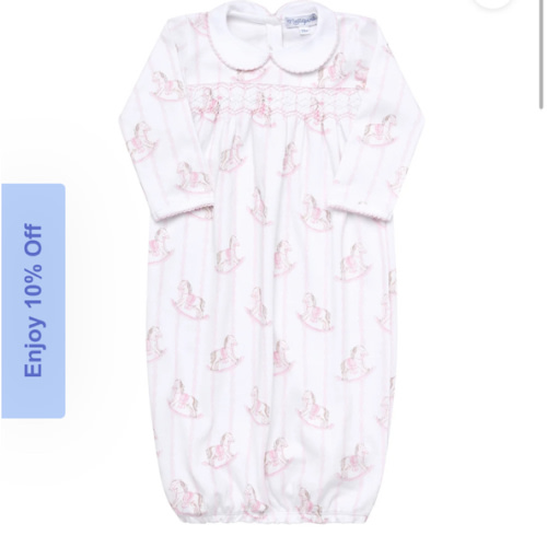 Pink Rocking Horse Smocked Gown