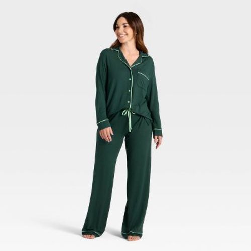 Women's Cloud Knit Modal Long Sleeve Notch Collar Top and Pants Pajama Set - Auden™