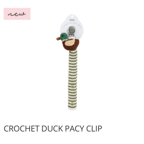 Crochet Duck Pacy Clip | Pacifier Holder for Babies | Mud Pie