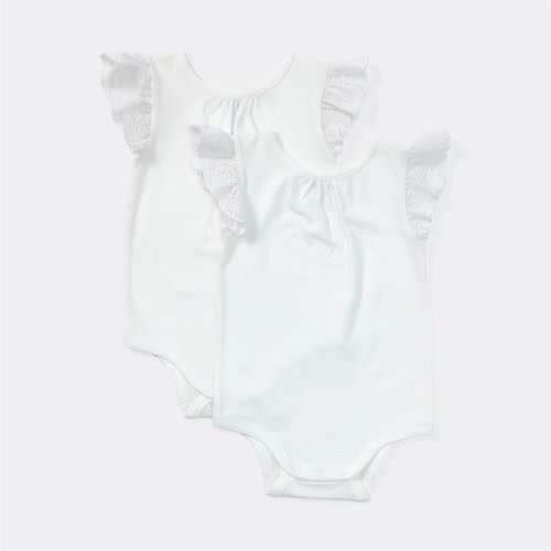 Dymples Baby Broderie Bodysuit 2 Pack - White - Size 00
