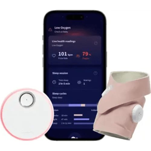 Owlet - Dream Sock FDA-Cleared Smart Baby Monitor with Live Health Readings and Notifications - Dusty Rose