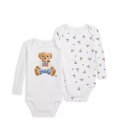 Polo Polo Bear Cotton Bodysuit, Pack of 2 - Baby