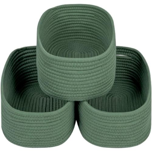 CubesLand Woven Basket for Organizing/Storage,Cube Shelf Closet Storage Baskets Bins,Long-lasting &Skin-friendly Toy Storage Basket,Stylish Room Decor Basket,Rope Basket,Green Basket for Shelves