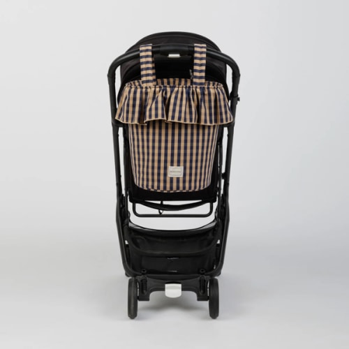 Stroller Basket Gingham - Navy + Caramel · Minicoton