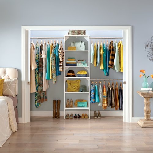 ClosetMaid BrightWood 5-ft to 10-ft W x 6.85-ft H White Solid Shelving Wood Closet System