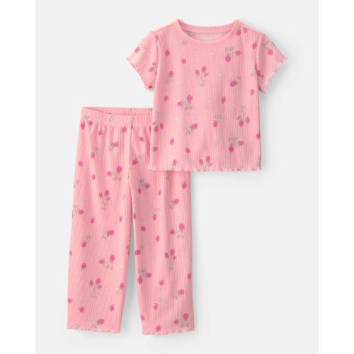 Toddler Girl Strawberry Rib Loose Fit 2-Piece Pajama Set - Pink | Carter's