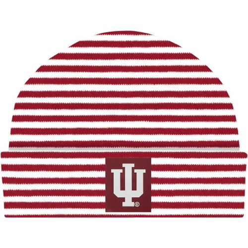 Striped Knit Cap - Indiana Hoosiers, Crimson/White, Newborn 0-3 Mos