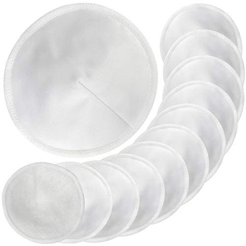 Pinowu Nursing Breast Pads with Laundry Bag (12pcs) - Contoured Breastfeeding Nipple Pad (Pastel Touch, 4.5 inch)