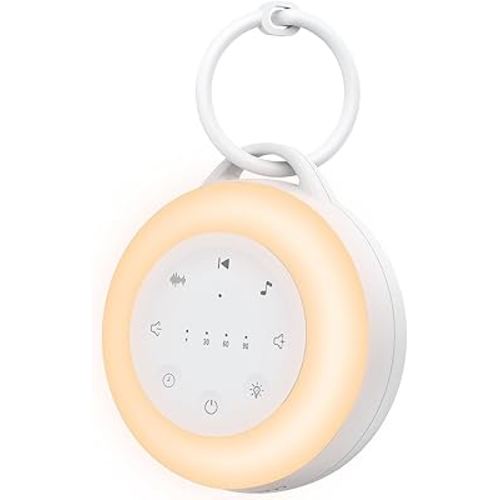 Portable White Noise Machine, 24 Soothing Sounds, 3 Timer Settings with Night Light, Child-Friendly Battery Powered Sound Machine Gift for Children/Kindergarten/Sleep/Yoga/Baby Sleep