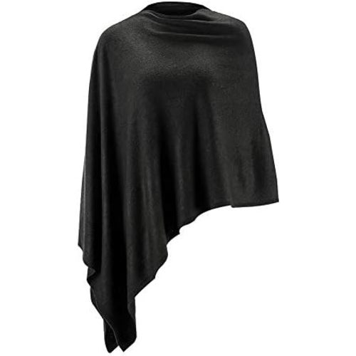 Fomolom Women Ponchos Sweater Versatile Lightweight Solid Knitted Shawl Wrap Scarf Cape Accessories for Womens