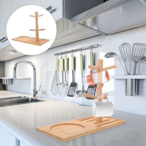 UPGRATOR 1Set Wooden Beige Rectangular Bottle Drying Rack for Home Use Baby Care 39.0x32.0x19.0in