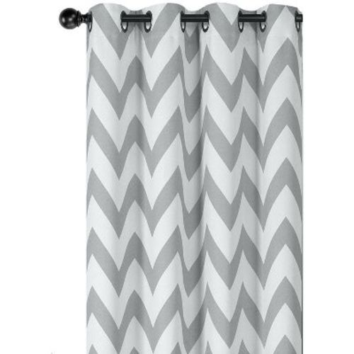 GoodGram 2 Pack: Hotel Thermal Grommet 100% Blackout Curtains - 52 in. W x 95 in. L, Chevron Gray