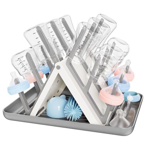 Large Baby Bottle Drying Rack, Space Saving Countertop Holder Organizer