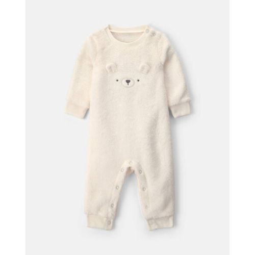 Baby Girl Bear Velvety Long-Sleeve Jumpsuit - Cream | Carter's