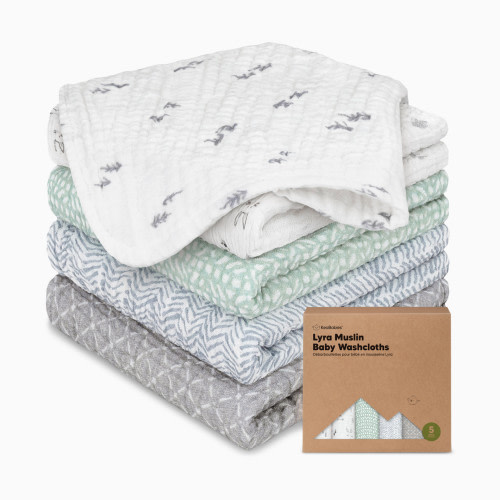 KeaBabies 5-Pack Lyra Muslin Baby Washcloths - Nordic