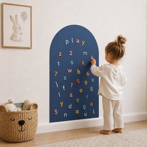 Wonder Wall Magnetic Arch Wall Decal for Kids, Peel and Stick Magnetic Chalkboard and Dry Erase Activity Board, 37 x 24 in - Ink Blue