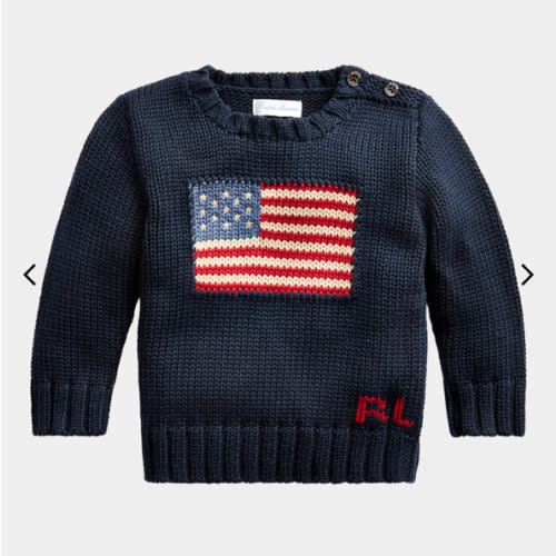 Boy's Flag Intarsia Knit Sweater, Size 3M-24M