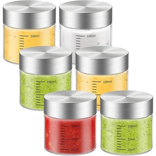 CWHHRN 4 Oz Glass Jar with Lid, 6 Pack