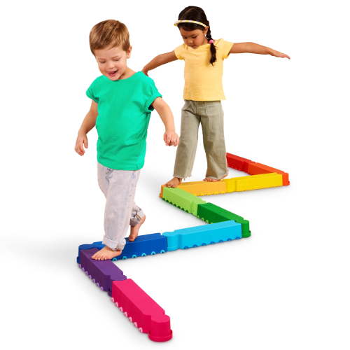 Battat Rainbow Ridge Balance Beams Set with 10 Plastic Pieces for Toddler and Preschool Active Play