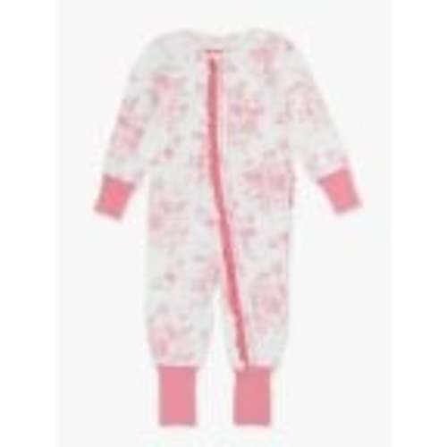 Pink Butterfly Garden Toile Ruffle One Piece Convertible Pajamas
