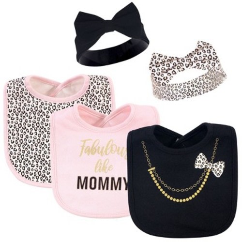 Little Treasure Baby Girl Cotton Bib and Headband Set 5pk, Fabulous Mommy