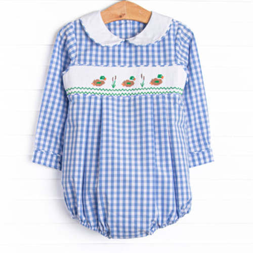 Pond Paddlers Smocked Bubble, Blue – Stitchy Fish