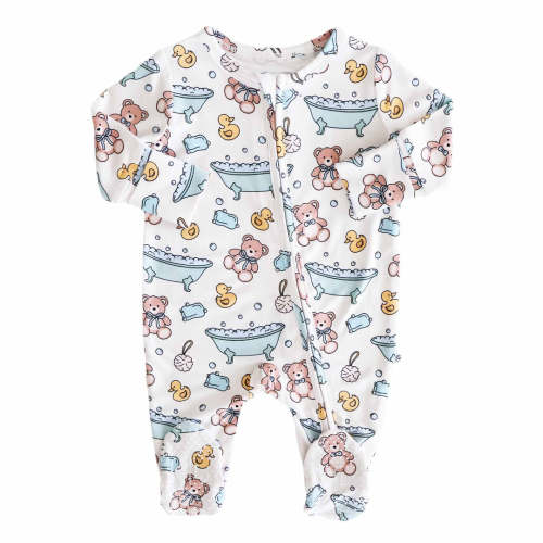 Bathtime Besties Zipper Footie | Blue