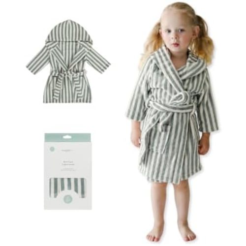 snuggle me Organic Premium Toddler Bathrobe, 100% Organic Terry Cotton Toddler Robe Boys & Girls, 2-4 Years, Machine Washable