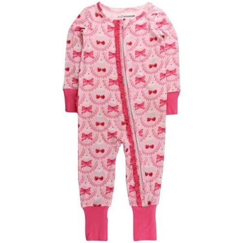 RuffleButts Baby Girls SoftSnooze - Bamboo Convertible Ruffle Sleeper