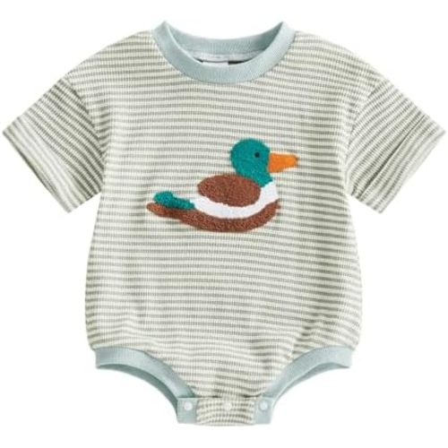 Newborn Baby Boy Western Outfit Mallard Duck Knit Romper Country Farm Bodysuit Baby Hunting Clothes
