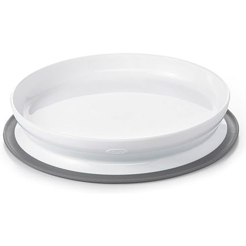 OXO Tot - Stick & Stay Suction Plate - Non-Sliding - Encourage Self-Feeding at Mealtime - Baby Toddler 6 Months - Gray, Large