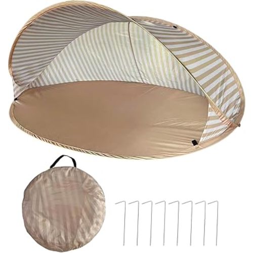 Beach Tent Sun Shelter, Anti-UV Portable Sun Shade Shelter Foldable Breathable Canopy Shelters for Family Picnics, Camping, Fishing, Backyard