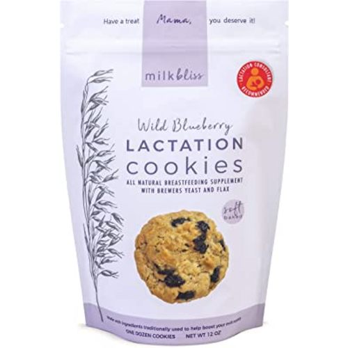 MilkBliss Wild Blueberry Soft Baked Oatmeal Lactation Cookies for Breastfeeding Support to increase Breastmilk Supply, 12 OZ