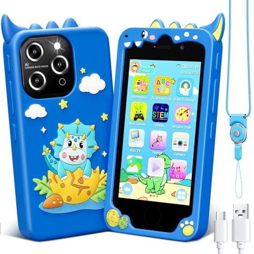 Kids Smart Phone for Boys, 4.0" Touchscreen Learning Music Puzzle-Games Toddler Phone for Kids Ages 3-9, Dual CameraBuilt-in 8G SD Card Toy, Gifts for Cell Toy, Navy