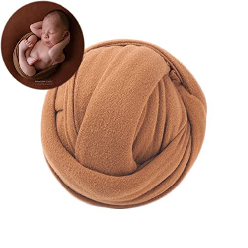Zeroest Newborn Photography Outfits Props Stretch Wraps Newborn Photography Wrap for Baby Boys Girls Photoshoot Posing Blanket (Brown)