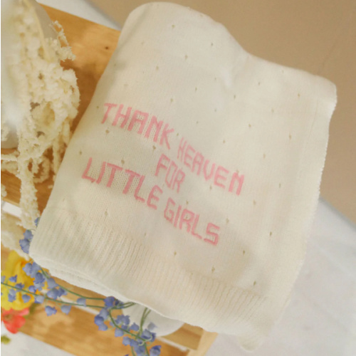 thank heaven embroidered knit blanket