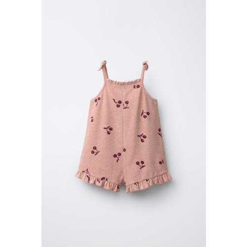 CHERRY TERRY CLOTH SHORT JUMPSUIT - Beige-pink | ZARA United States